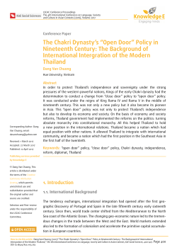 The Chakri Dynasty`s “Open Door” Policy in Nineteenth Century: The