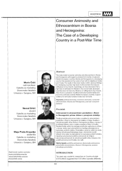 Consumer Animosity and Ethnocentrism in Bosnia and