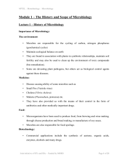 Module 1 &ndash; The History and Scope of Microbiology