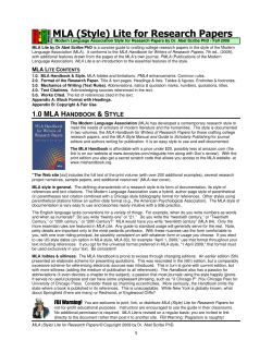 MLA Lite for Research Papers - Fall 2009