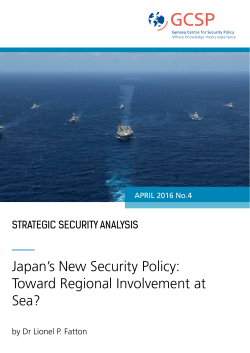 Japan`s New Security Policy: Toward Regional Involvement at Sea?
