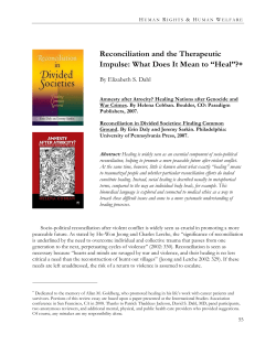 Reconciliation and the Therapeutic Impulse: What Does It Mean to