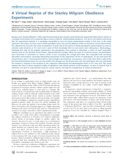A Virtual Reprise of the Stanley Milgram Obedience Experiments