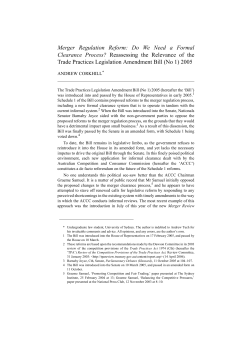 Merger Regulation Reform: Do We Need a Formal Clearance