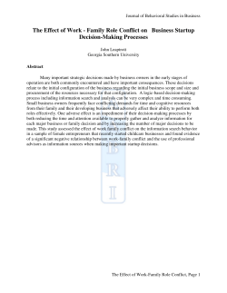 The Effect of Work-Family Role Conflict on Business Startup