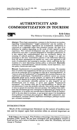 AUTHENTICITY AND COMMODITIZATION IN TOURISM