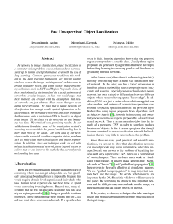 Fast Unsupervised Object Localization