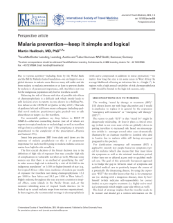 Malaria prevention—keep it simple and logical
