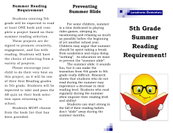 5th Grade Summer Reading Requirement!