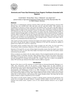 Ammonia and Trace Gas Emissions from Organic Fertilizers