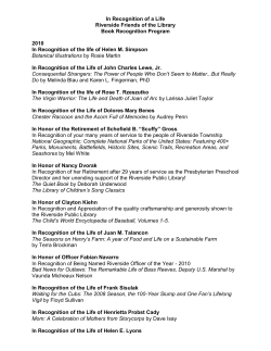 In Recognition of a Life List of Honorees 2010
