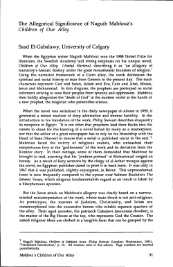 The Allegorical Significance of Naguib Mahfouz`s Children of Our