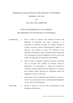 presidential regulation of the republic of indonesia number 21 of