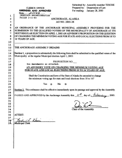 Page 1 Submitted by: Assembly member TESCHE Prepared by