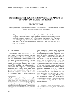 Determining Taxation and Investment Impacts of Estonia`s 2000