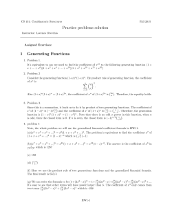 Practice problems solution 1 Generating Functions