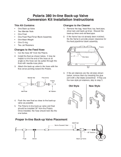 Polaris 380 In-line Back-up Valve Conversion Kit Installation