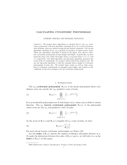CALCULATING CYCLOTOMIC POLYNOMIALS 1 - CECM
