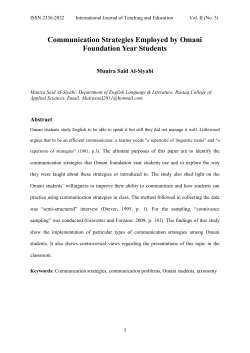 Communication Strategies Employed by Omani Foundation Year