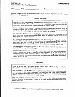 EXERCISE #11 Accounts from the Great Depression Block Date
