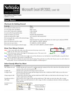 Microsoft Excel 2003 Cheat Sheet