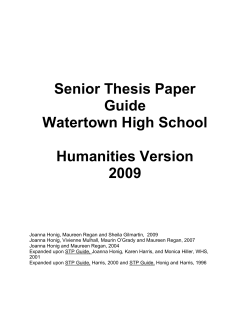 Senior Thesis Paper - Watertown Public Schools