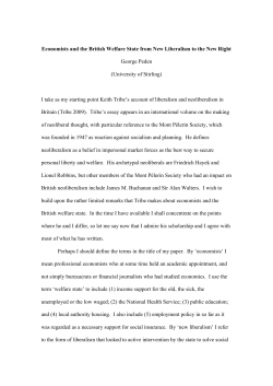 Economists and the British Welfare State from New Liberalism to the