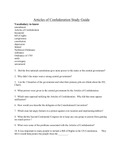 Articles of Confederation Study Guide