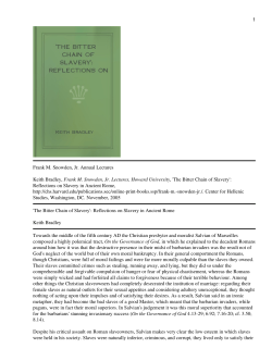 `The Bitter Chain of Slavery`: Reflections on Slavery in Ancient Rome