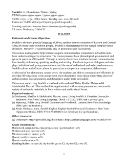 SWAH 25200 Elementary Swahili 1