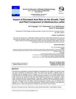 Impact of Simulated Acid Rain on the Growth, Yield and Plant
