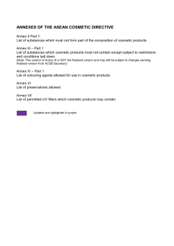 ANNEXES OF THE ASEAN COSMETIC DIRECTIVE