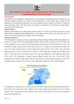 FACT SHEET FOR LEADERS ON ELIMINATION OF MOTHER TO