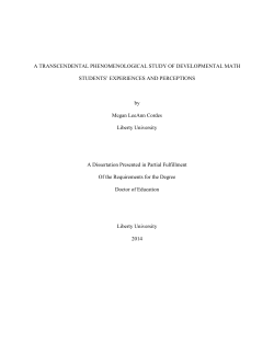 A TRANSCENDENTAL PHENOMENOLOGICAL STUDY