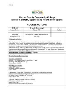 CHE 201 Organic Chemistry I - Mercer County Community College