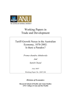 Tariff-Growth Nexus - Crawford School of Public Policy