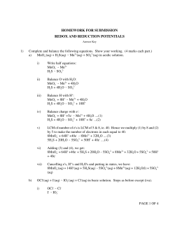 homework for submission redox and reduction potentials