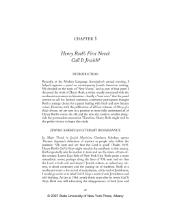 Henry Roth`s First Novel: Call It Jewish?
