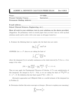 ALBERT A. BENNETT CALCULUS PRIZE EXAM Dec 8 2012 Name