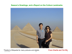 Season`s Greetings, and a Report on the Culture Landmarks
