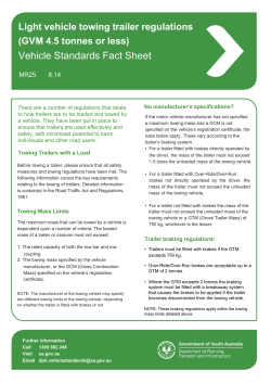 Light vehicle towing trailer regulations (GVM 4.5 tonnes