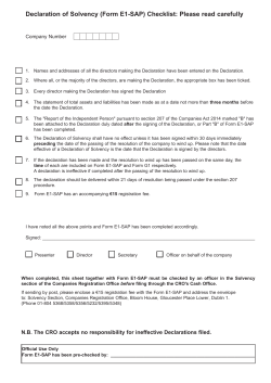 E1 - Declaration of solvency - members voluntary liquidation