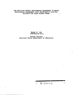 The Maryland School Performance Assessment Program