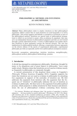 Philosophical Method and Intuitions as Assumptions