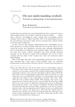 On not understanding symbols: Toward an anthropology of