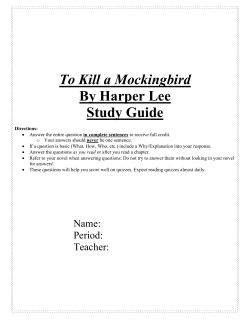To Kill a Mockingbird By Harper Lee Study Guide