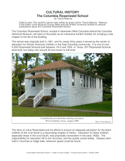 CULTURAL HISTORY The Columbia Rosenwald School