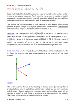 11.3 Cross Product