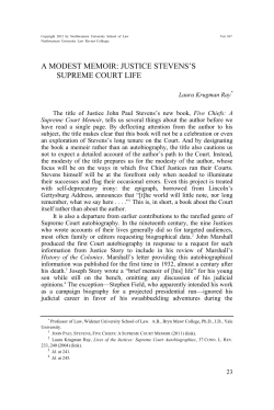 A Modest Memoir: Justice Stevens`s Supreme Court Life
