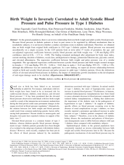 Birth Weight Is Inversely Correlated to Adult Systolic